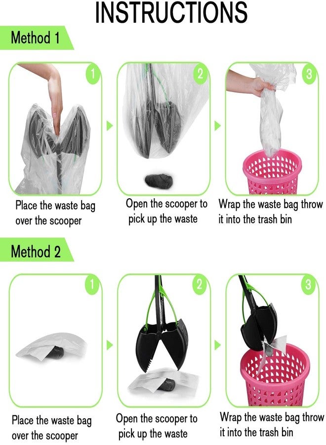 BohoBark Dog and Cat Poop Waste Potty Picker Large 24 Inch Scooper with 5 Pcs Poop Roll (Colour May Vary)__-2 - Image 2